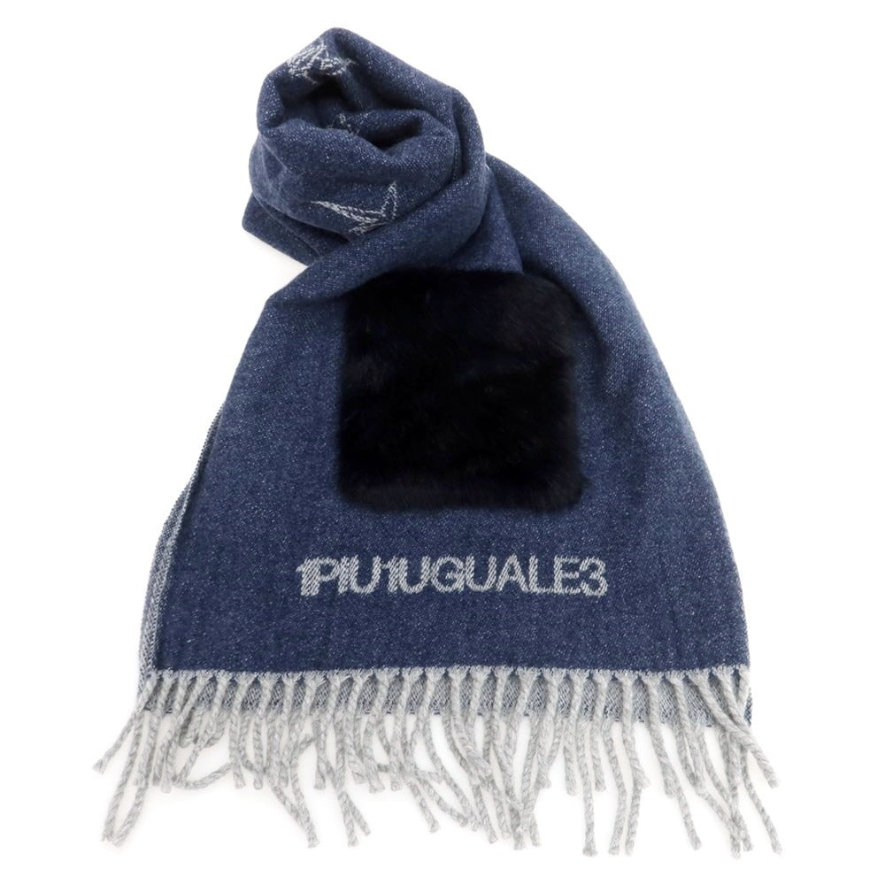 【中古】ウノピュウノウグァーレトレ 1piu1uguale3 カシミヤ マフラー ネイビー【 状態ランクA 】【 メンズ 】
