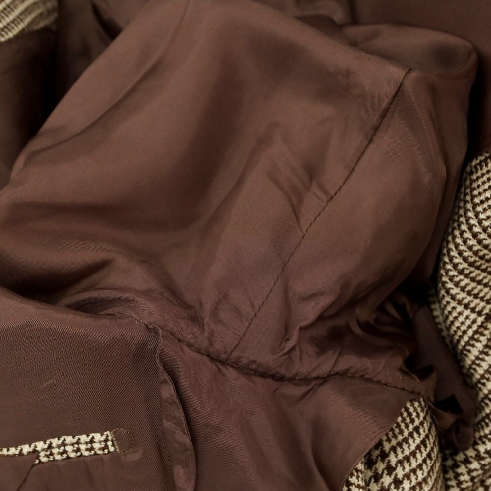 【中古】アタイア ATTIRE シルクリネンウール チェック 2B テーラードジャケット ベージュxブラウン【 46 】【 状態ランクC 】【 メンズ 】