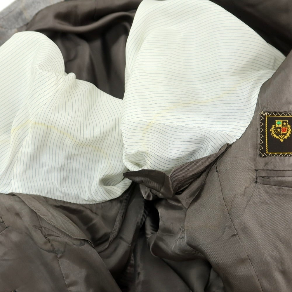 【中古】スクデリ SCUDERI コットンウールカシミヤ チェック 2B テーラードジャケット グレー【 48 】【 状態ランクC 】【 メンズ 】