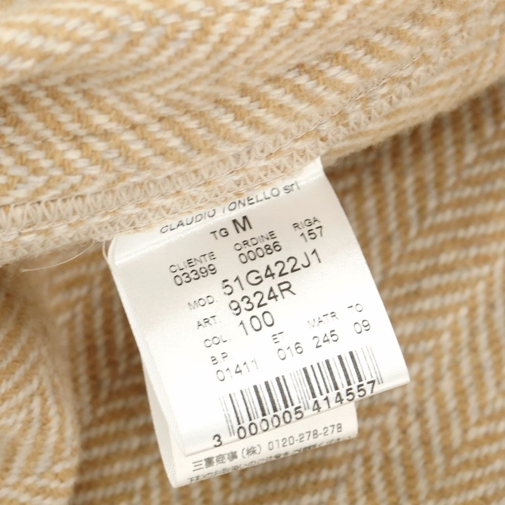 【中古】ティージャケット T-JACKET ウールナイロン ヘリンボーン織り ダブル6B カジュアルジャケット ベージュxホワイト【 M 】【 状態ランクB 】【 メンズ 】