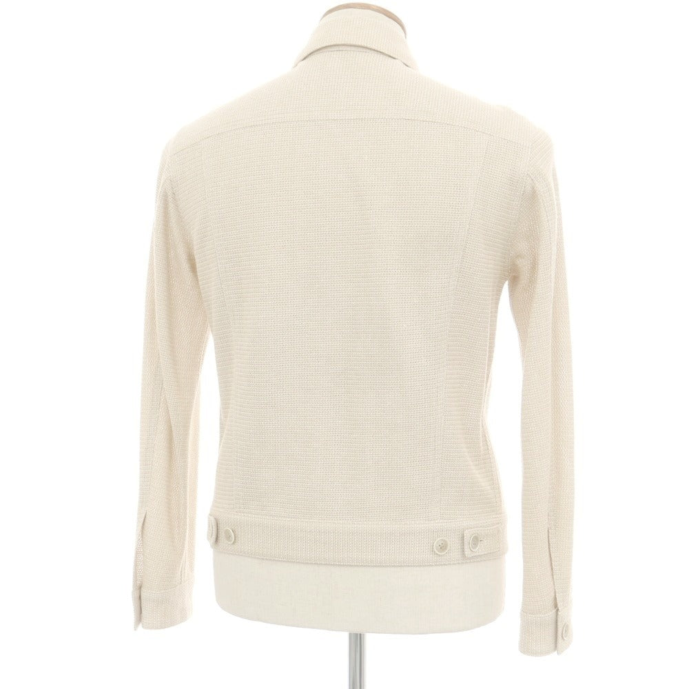 【中古】エレント リングヂャケット elento RING JACKET リネンシルク トラッカージャケット ベージュxホワイト【 L 】【 状態ランクB 】【 メンズ 】