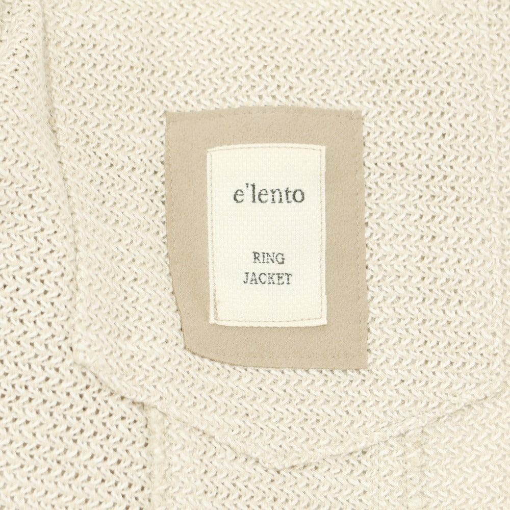 【中古】エレント リングヂャケット elento RING JACKET リネンシルク トラッカージャケット ベージュxホワイト【 L 】【 状態ランクB 】【 メンズ 】