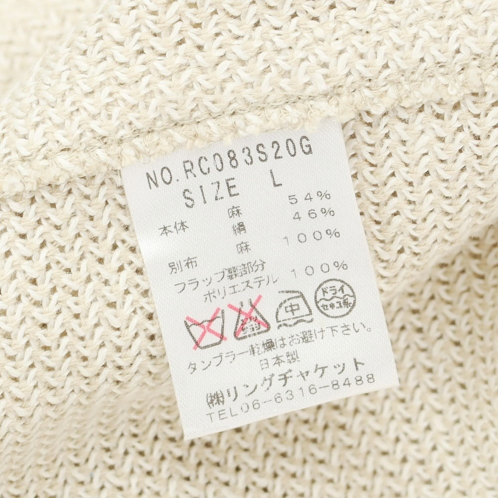 【中古】エレント リングヂャケット elento RING JACKET リネンシルク トラッカージャケット ベージュxホワイト【 L 】【 状態ランクB 】【 メンズ 】