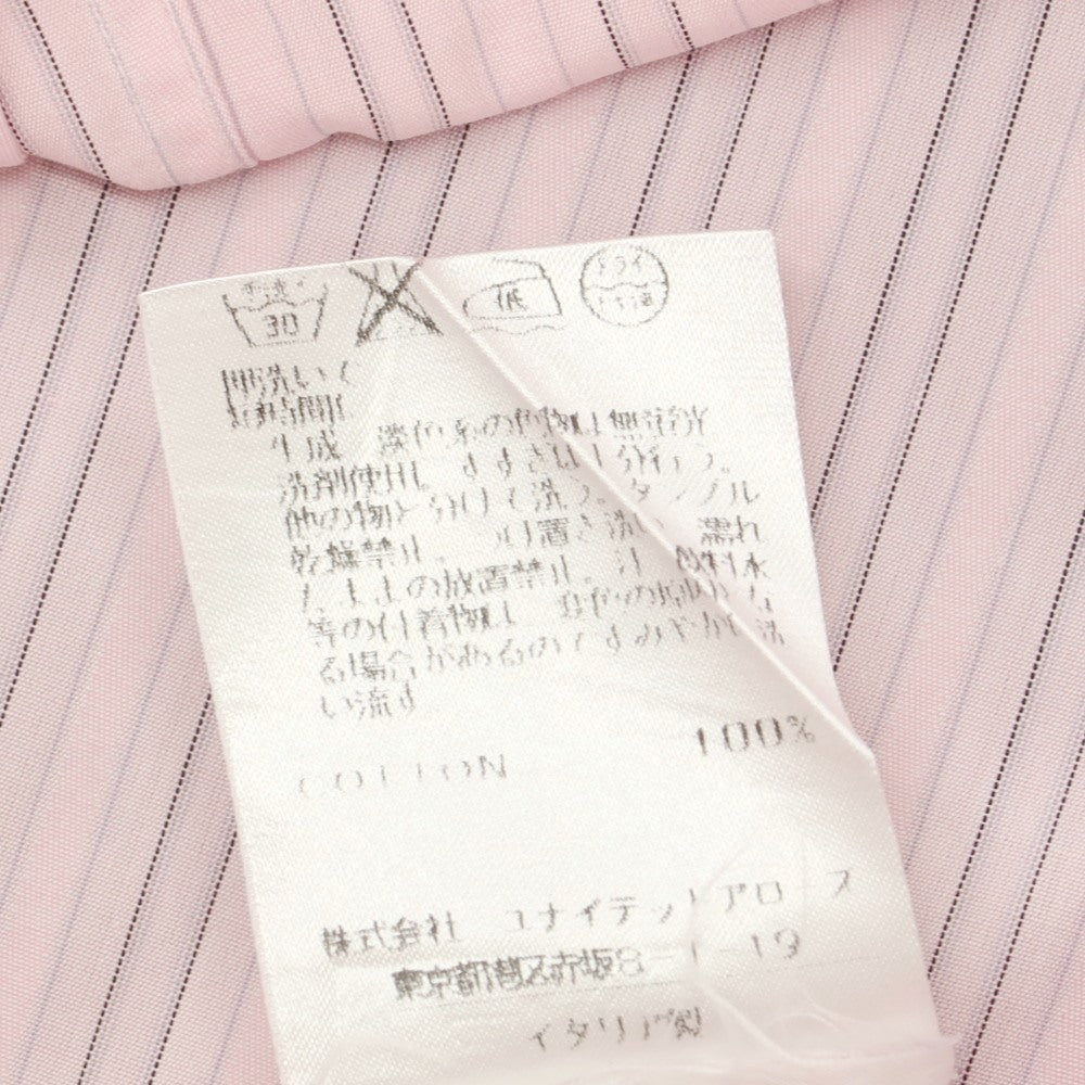 【中古】フライ FRAY コットン ストライプ ダブルカフス ワイドカラー ドレスシャツ ピンクxホワイト【 40 】【 状態ランクB 】【 メンズ 】