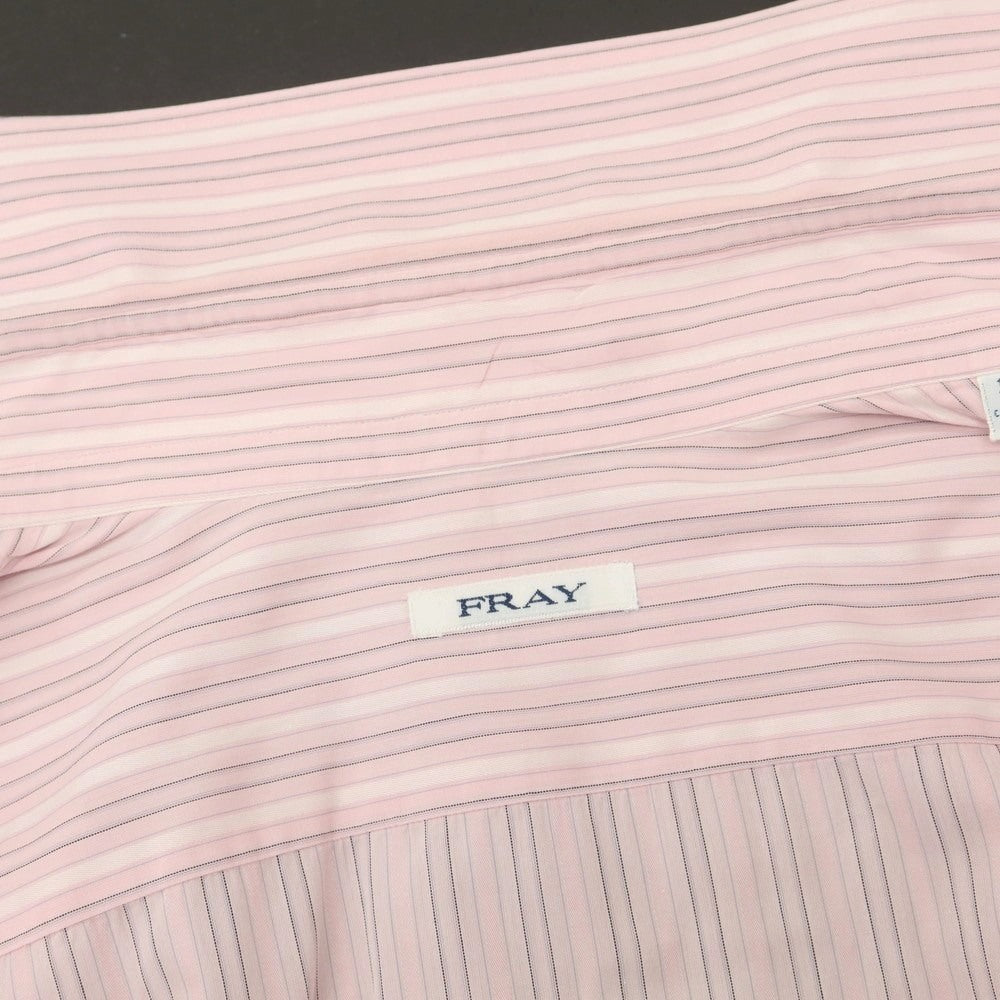 【中古】フライ FRAY コットン ストライプ ダブルカフス ワイドカラー ドレスシャツ ピンクxホワイト【 40 】【 状態ランクB 】【 メンズ 】