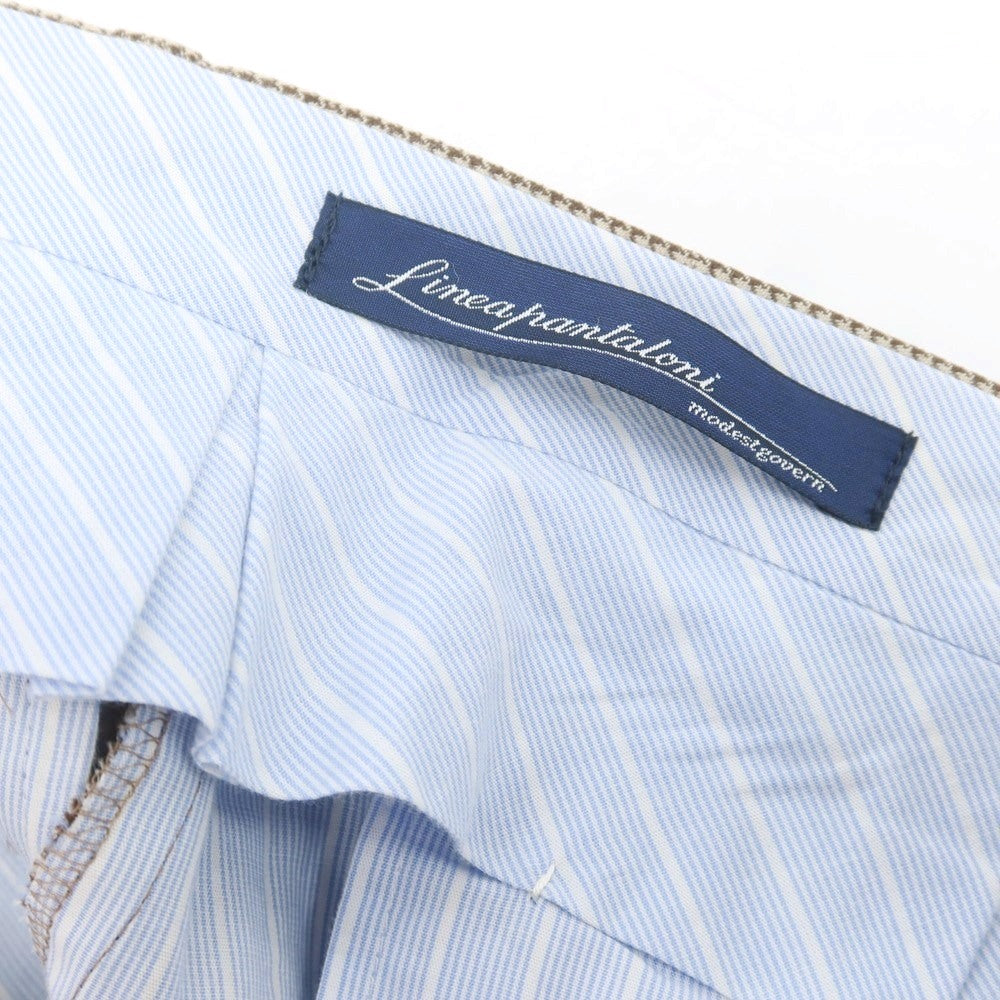 【中古】リネア パンタローニ Linea Pantaloni ウール ハウンドトゥースチェック カーゴスラックスパンツ ベージュxブラウン【 44 】【 状態ランクC 】【 メンズ 】