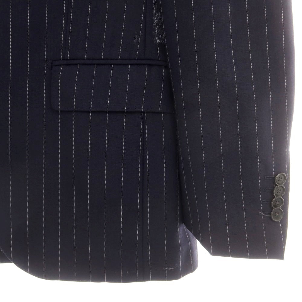 【中古】ビームスエフ BEAMS F サマーウール ストライプ 3つボタンスーツ ネイビー【 93 】【 状態ランクC 】【 メンズ 】