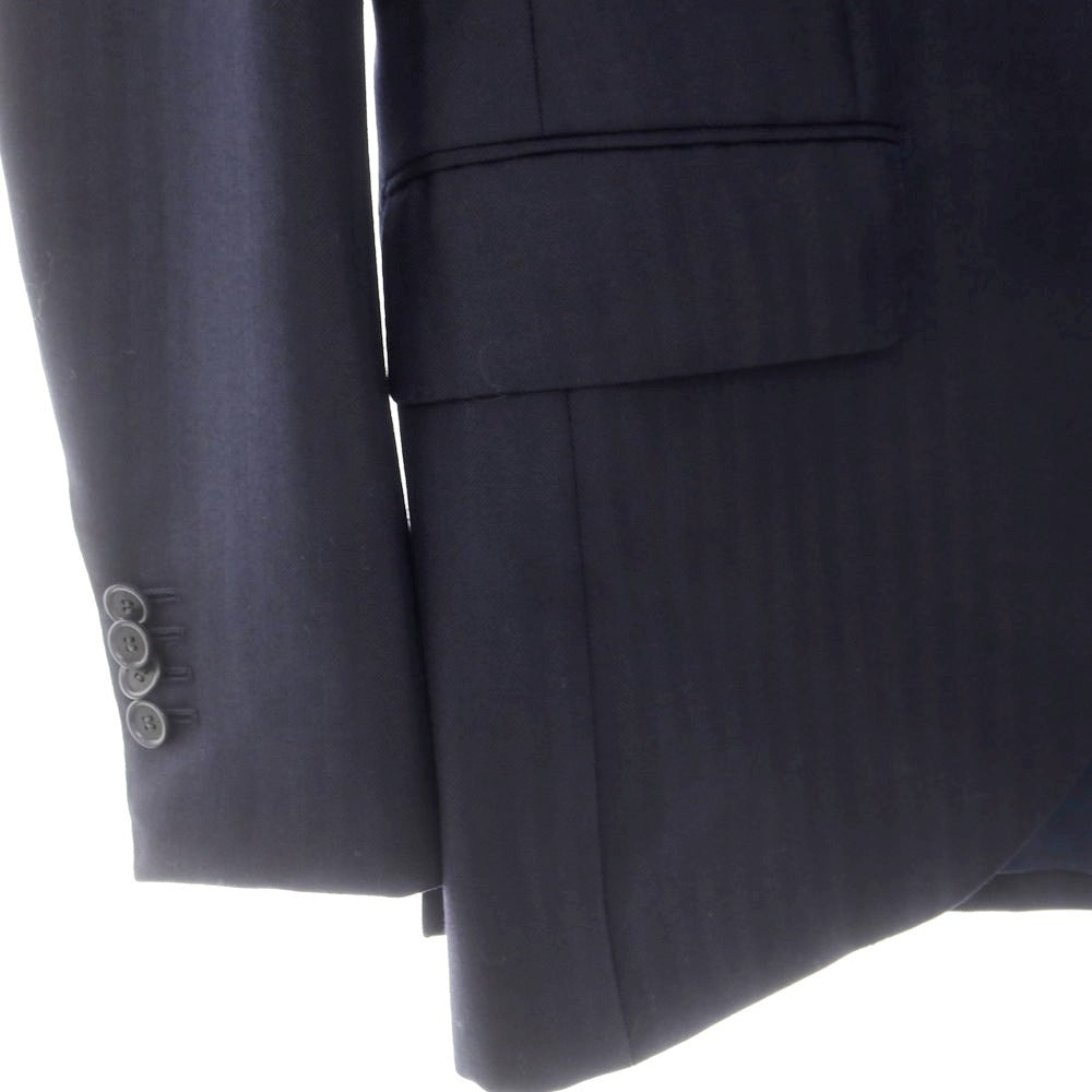 【中古】ビーアール プラクティカル スタイル B.R. Practical Style ヘリンボーン織ウール 3つボタンスーツ ダークネイビー【 表記なし(S位) 】【 状態ランクB 】【 メンズ 】