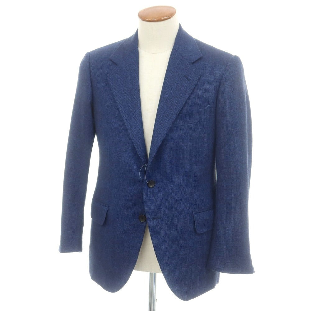 【中古】ジジ Jizi ウール ヘリンボーン織り 3B テーラードジャケット ブルーxブラック【 表記なし(M位) 】【 状態ランクB 】【 メンズ 】