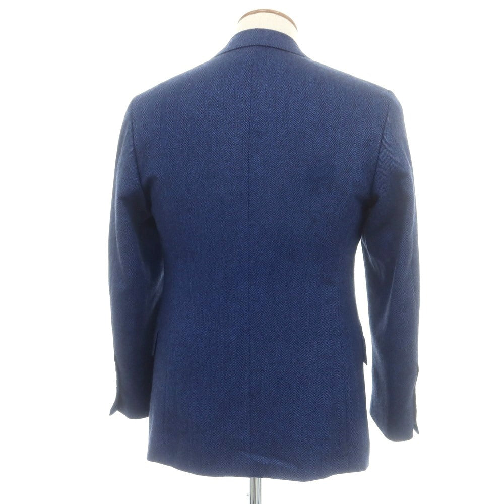 【中古】ジジ Jizi ウール ヘリンボーン織り 3B テーラードジャケット ブルーxブラック【 表記なし(M位) 】【 状態ランクB 】【 メンズ 】
