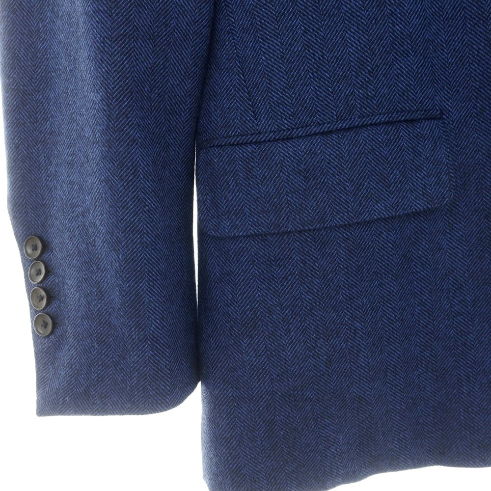 【中古】ジジ Jizi ウール ヘリンボーン織り 3B テーラードジャケット ブルーxブラック【 表記なし(M位) 】【 状態ランクB 】【 メンズ 】