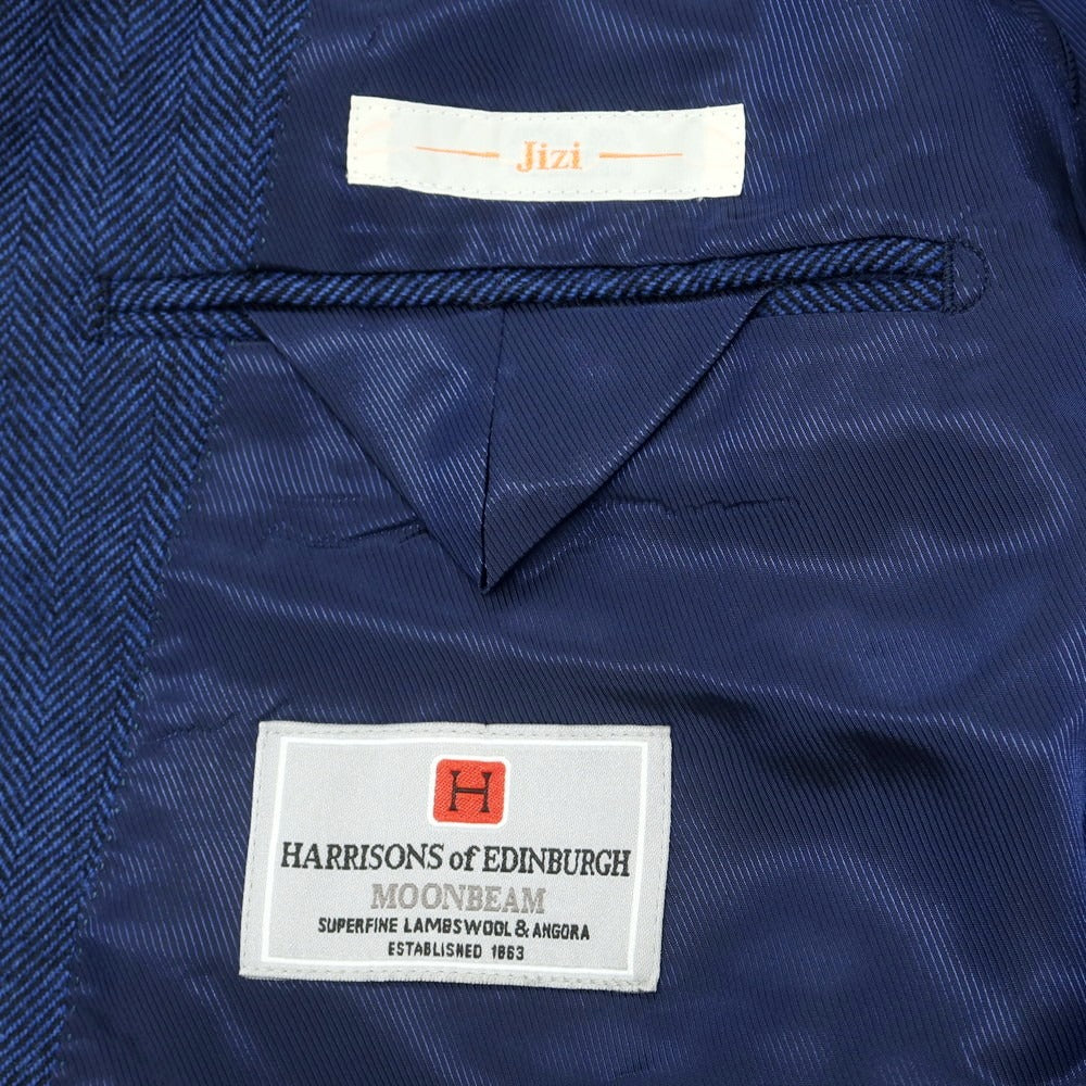 【中古】ジジ Jizi ウール ヘリンボーン織り 3B テーラードジャケット ブルーxブラック【 表記なし(M位) 】【 状態ランクB 】【 メンズ 】