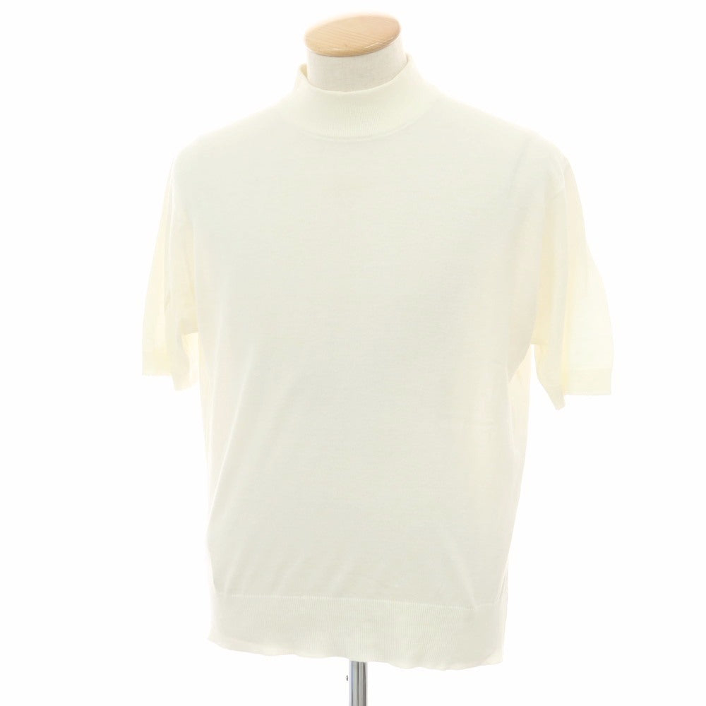 【中古】ジョンスメドレー JOHN SMEDLEY ハイゲージ シーアイランドコットン ハイネック 半袖 プルオーバーニット アイボリー【 S 】【 状態ランクC 】【 メンズ 】