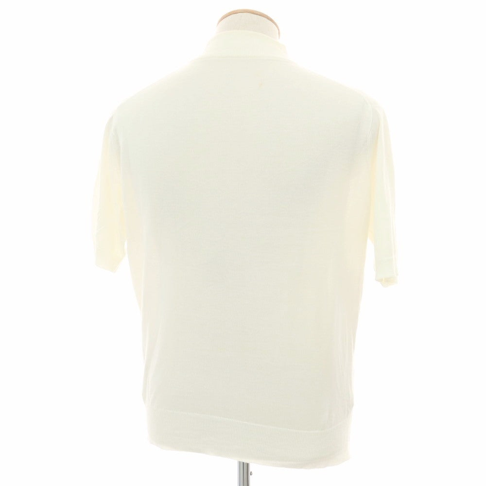 【中古】ジョンスメドレー JOHN SMEDLEY ハイゲージ シーアイランドコットン ハイネック 半袖 プルオーバーニット アイボリー【 S 】【 状態ランクC 】【 メンズ 】