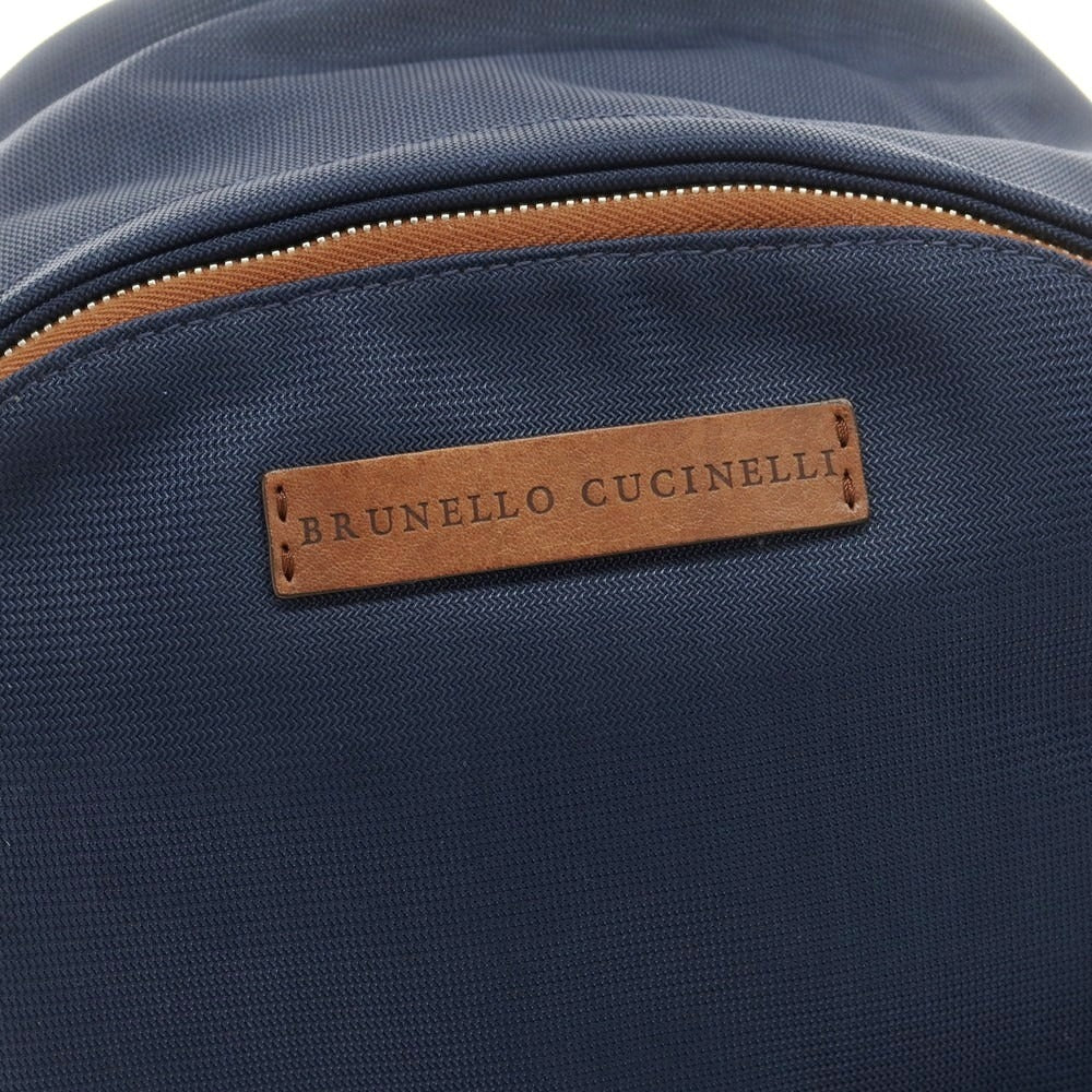 【中古】ブルネロクチネリ Brunello Cucinelli ナイロン系×レザー バックパック・リュック ライトネイビーxブラウン【 状態ランクC 】【 メンズ 】