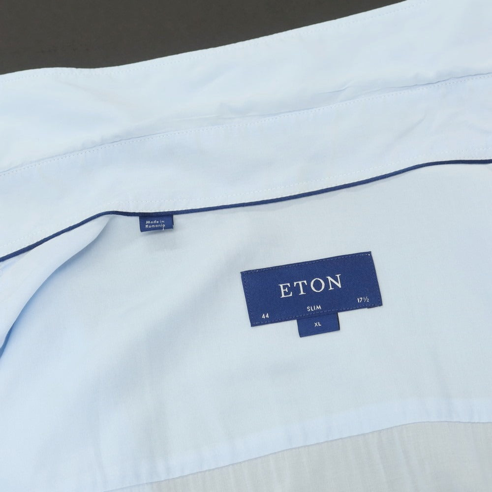【中古】イートン Eton コットンモダール セミワイドカラー ドレスシャツ ライトブルー【 XL 】【 状態ランクC 】【 メンズ 】
