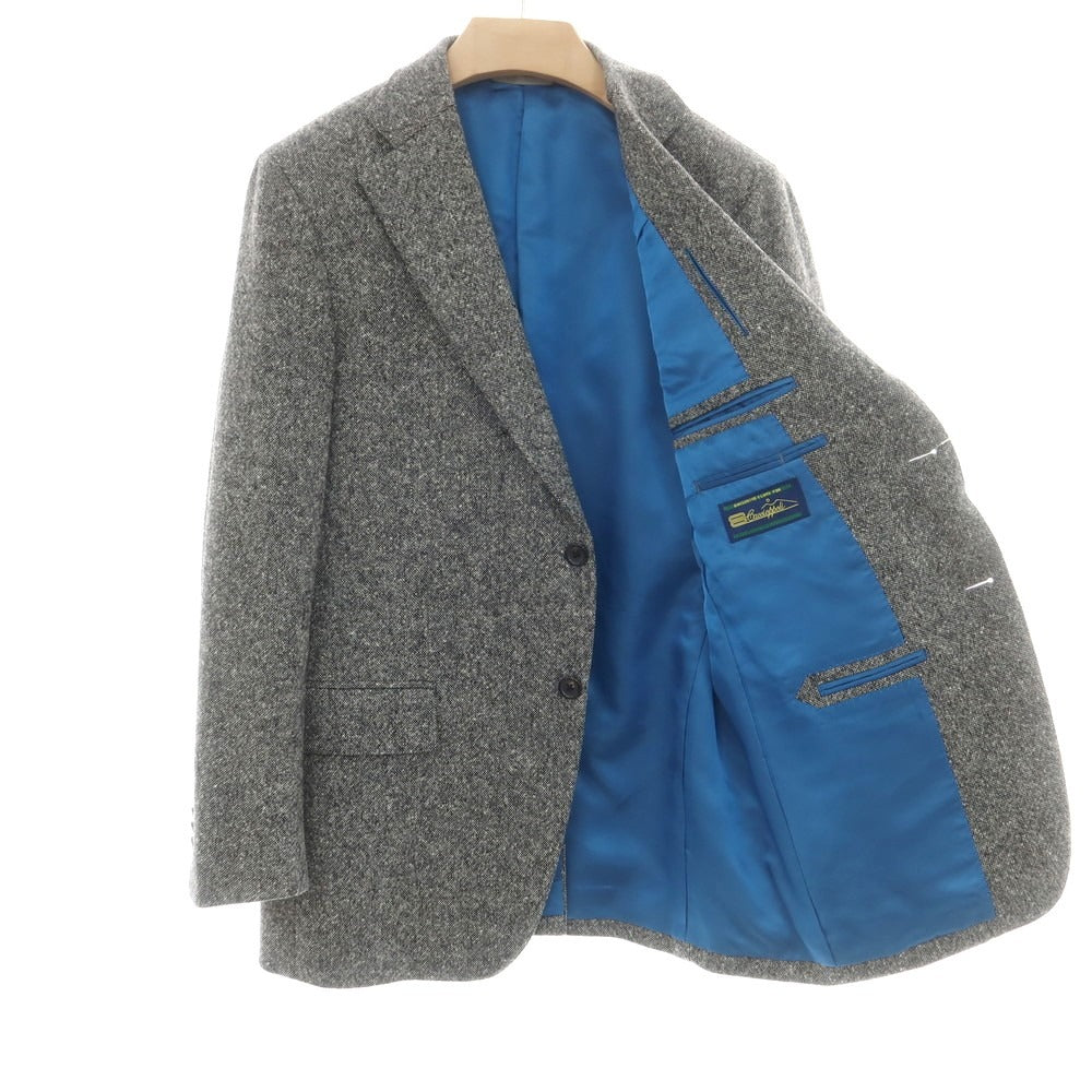 【中古】アザブテーラー azabu tailor ウール 3B テーラードジャケット ブラックxホワイト【 表記なし(L位) 】【 状態ランクB 】【 メンズ 】