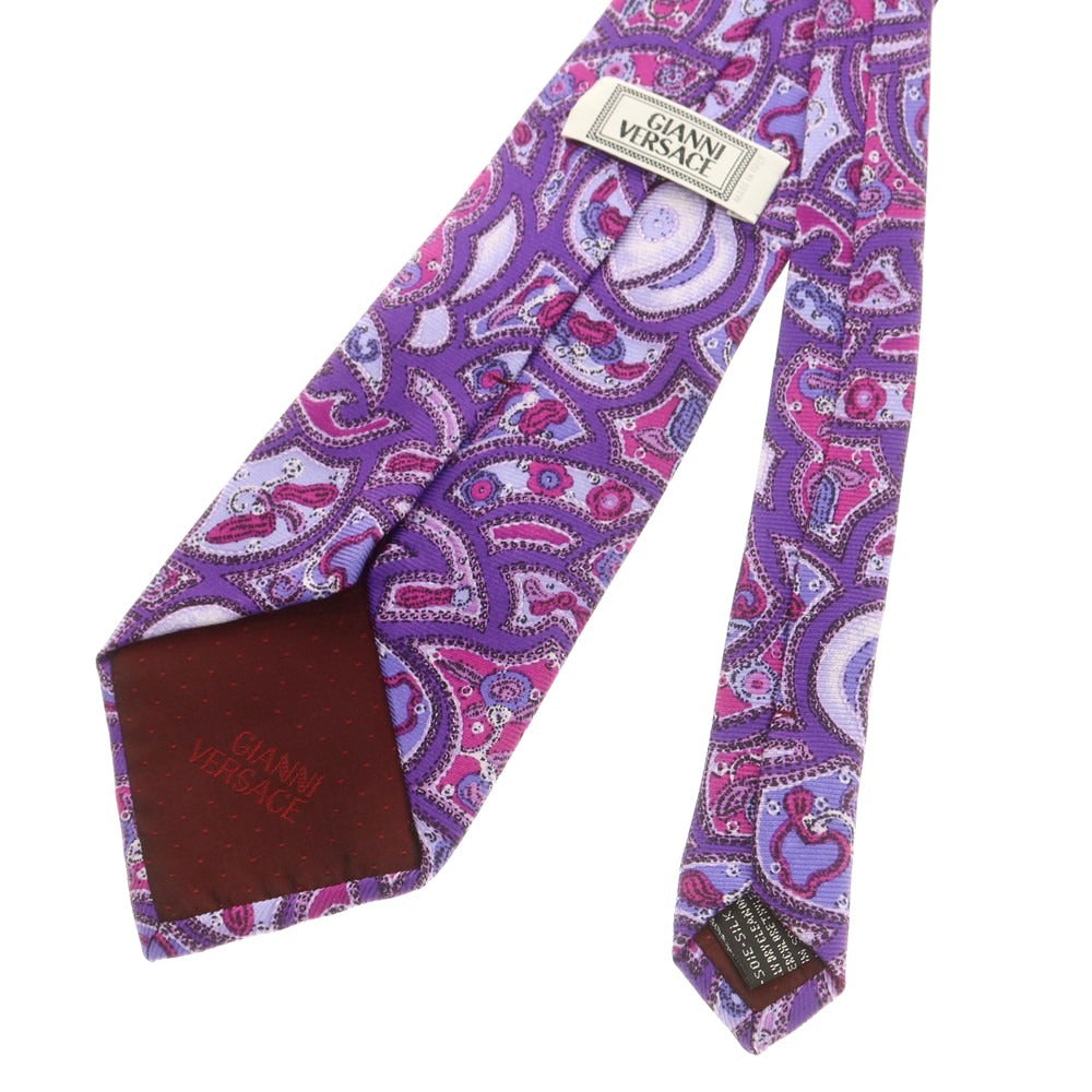【中古】ジャンニ ヴェルサーチ Gianni Versace シルク プリントネクタイ パープル【 状態ランクA 】【 メンズ 】