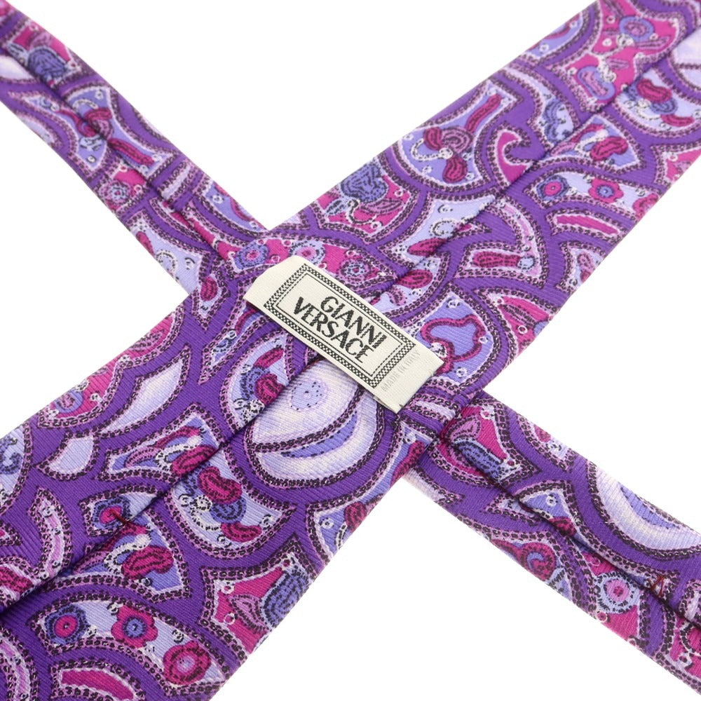 【中古】ジャンニ ヴェルサーチ Gianni Versace シルク プリントネクタイ パープル【 状態ランクA 】【 メンズ 】