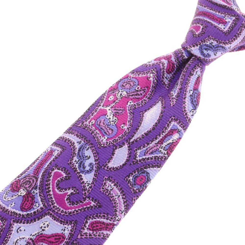 【中古】ジャンニ ヴェルサーチ Gianni Versace シルク プリントネクタイ パープル【 状態ランクA 】【 メンズ 】