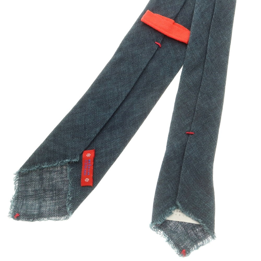 【中古】キートン Kiton リネン 無地ネクタイ ダークグリーン【 状態ランクC 】【 メンズ 】