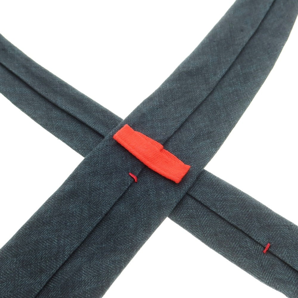 【中古】キートン Kiton リネン 無地ネクタイ ダークグリーン【 状態ランクC 】【 メンズ 】