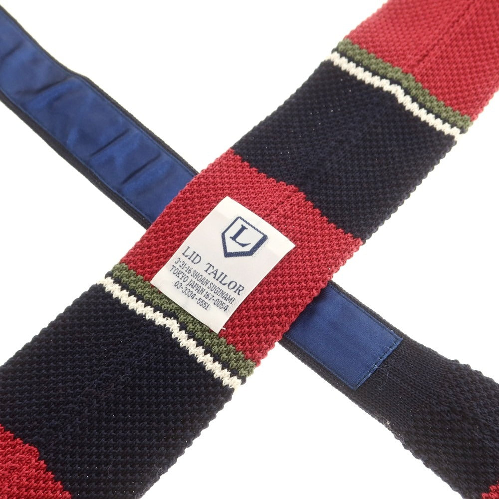 【中古】リッドテイラー LID TAILOR コットン ニットタイ ボルドーxダークネイビー【 状態ランクA 】【 メンズ 】