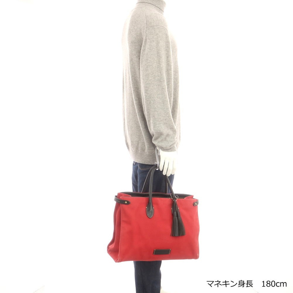 【中古】ラルフローレン RALPH LAUREN キャンバス レザー トートバッグ レッドxブラック【 状態ランクC 】【 ユニセックス 】