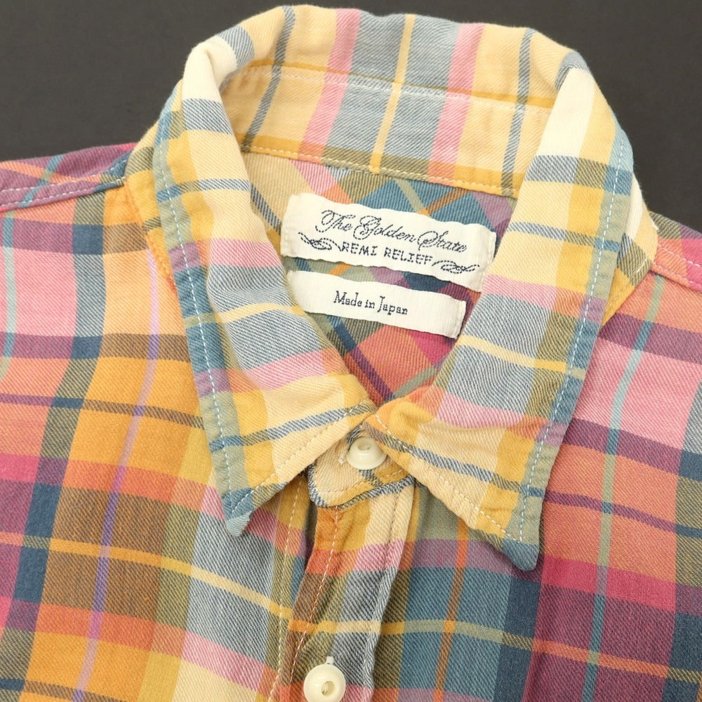 【中古】レミレリーフ REMI RELIEF コットン レギュラーカラー カジュアルシャツ ピンクxオレンジ【 L 】【 状態ランクC 】【 メンズ 】