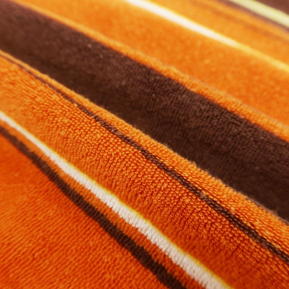 【中古】ビームスプラス BEAMS PLUS コットンポリエステル パイル ボーダー クルーネック 半袖 ポケットTシャツ オレンジxブラウン【 M 】【 状態ランクC 】【 メンズ 】