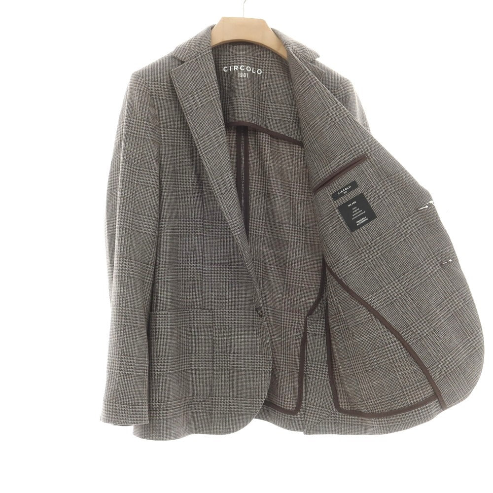 【中古】チルコロ1901 CIRCOLO 1901 ウールコットン グレンチェック 2B カジュアルジャケット ブラウンxグレー【 50 】【 状態ランクB 】【 メンズ 】