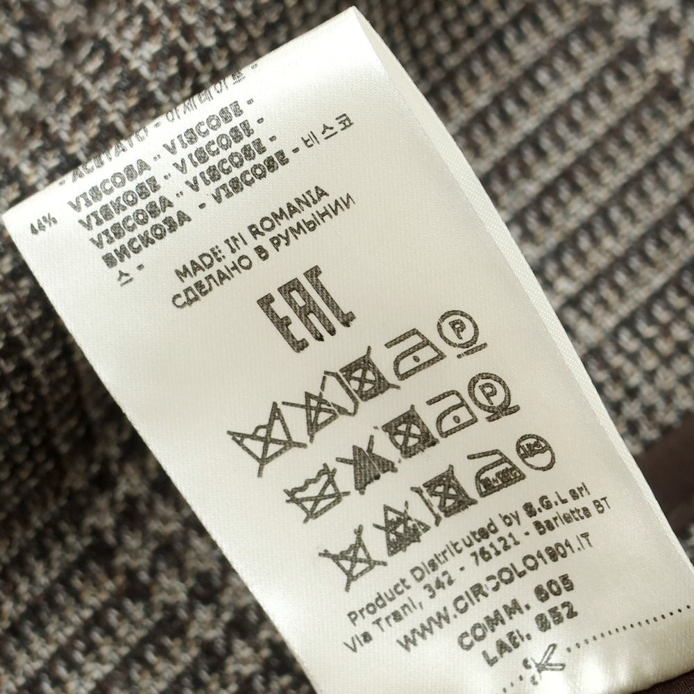 【中古】チルコロ1901 CIRCOLO 1901 ウールコットン グレンチェック 2B カジュアルジャケット ブラウンxグレー【 50 】【 状態ランクB 】【 メンズ 】