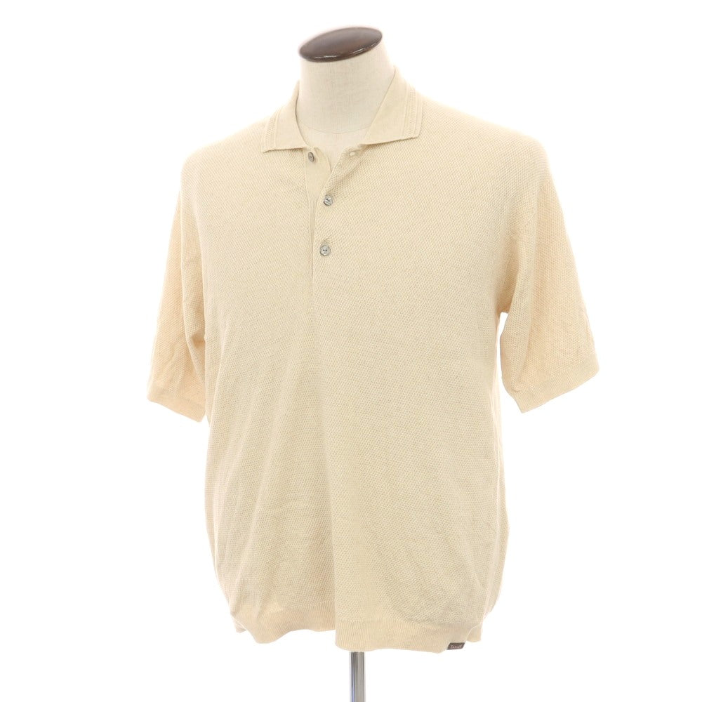 【中古】ヤヌーク YANUK コットンリネン 半袖 ポロニット ライトベージュ【 L 】【 状態ランクB 】【 メンズ 】