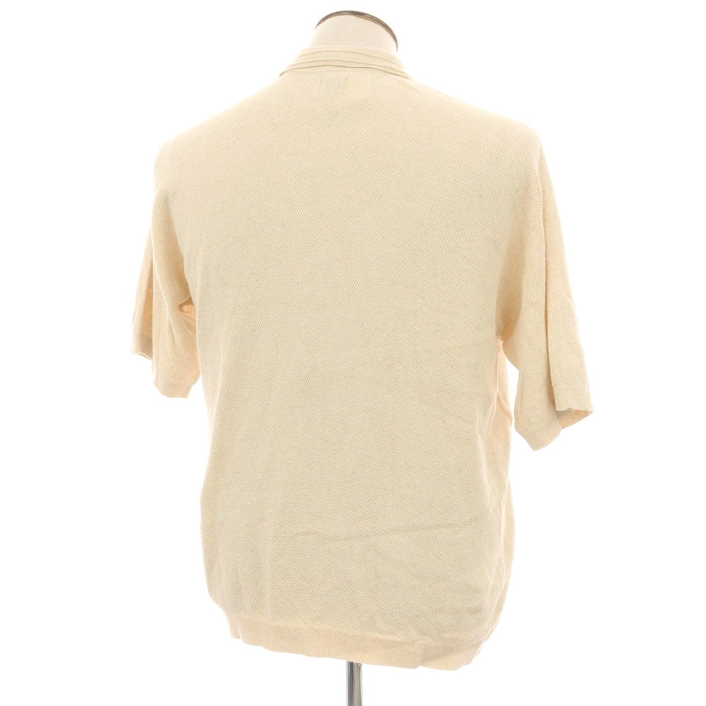 【中古】ヤヌーク YANUK コットンリネン 半袖 ポロニット ライトベージュ【 L 】【 状態ランクB 】【 メンズ 】