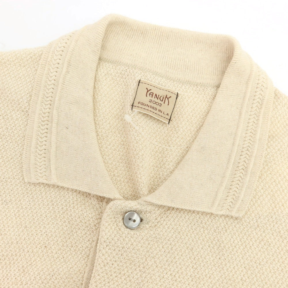 【中古】ヤヌーク YANUK コットンリネン 半袖 ポロニット ライトベージュ【 L 】【 状態ランクB 】【 メンズ 】