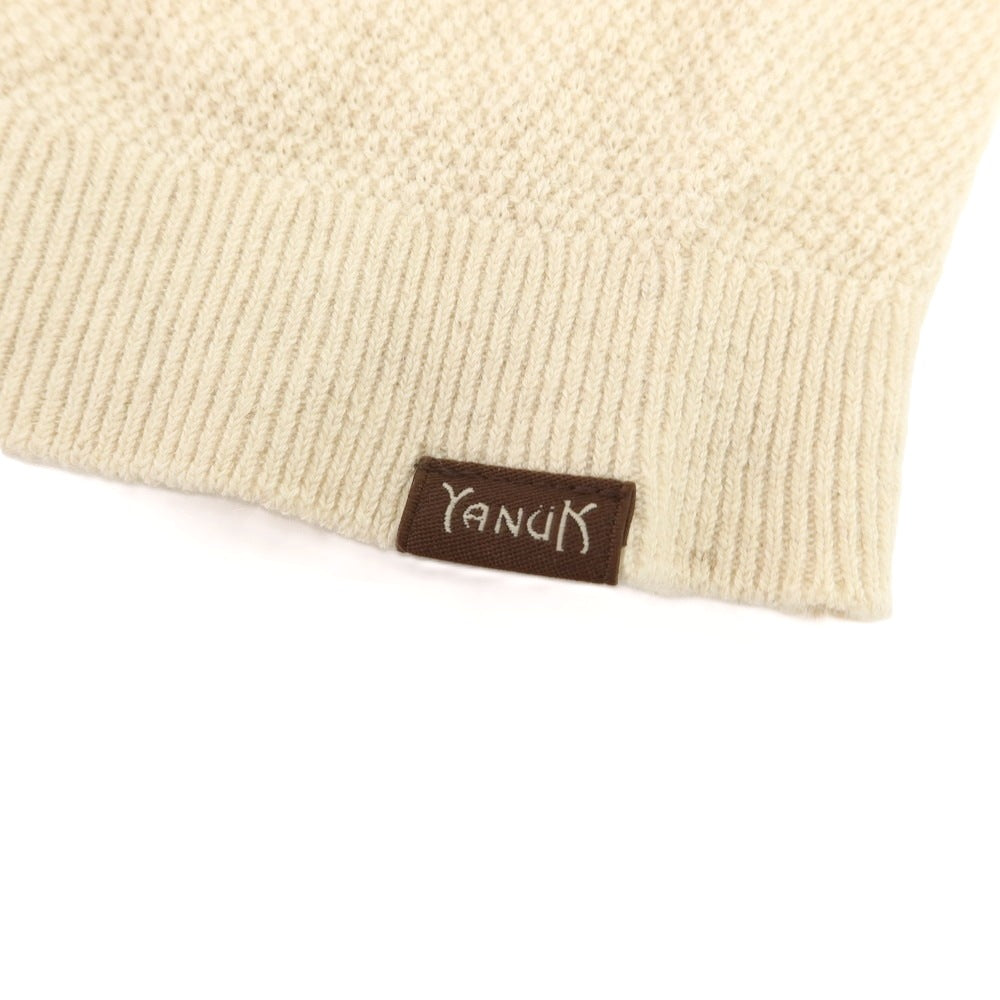 【中古】ヤヌーク YANUK コットンリネン 半袖 ポロニット ライトベージュ【 L 】【 状態ランクB 】【 メンズ 】