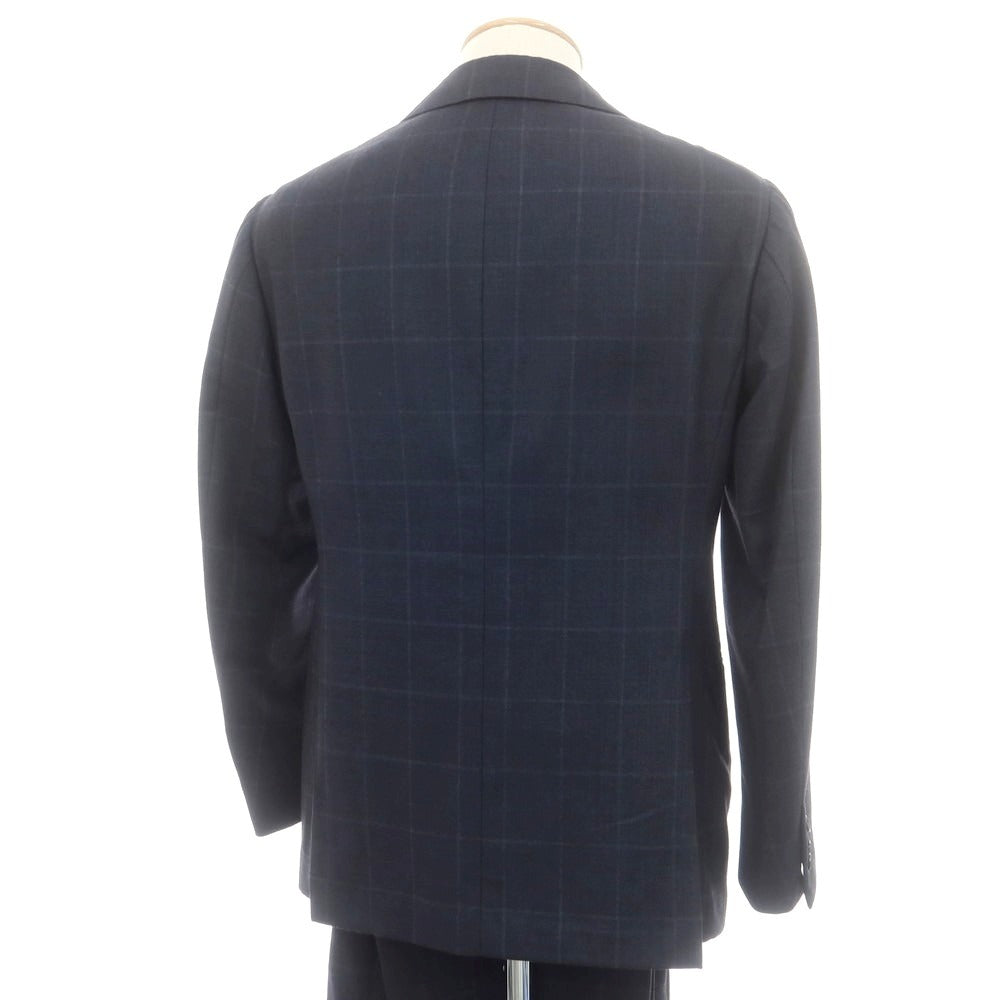 【中古】リングヂャケット RING JACKET ウール チェック 3つボタンスーツ グレイッシュネイビー【 44 】【 状態ランクC 】【 メンズ 】