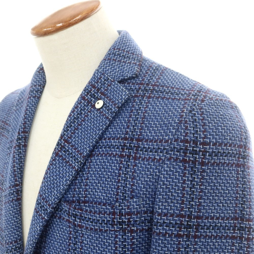 【中古】エルビーエム1911 L.B.M.1911 コットンウールシルク チェック 2B カジュアルジャケット ブルーxパープル【 46 】【 状態ランクB 】【 メンズ 】