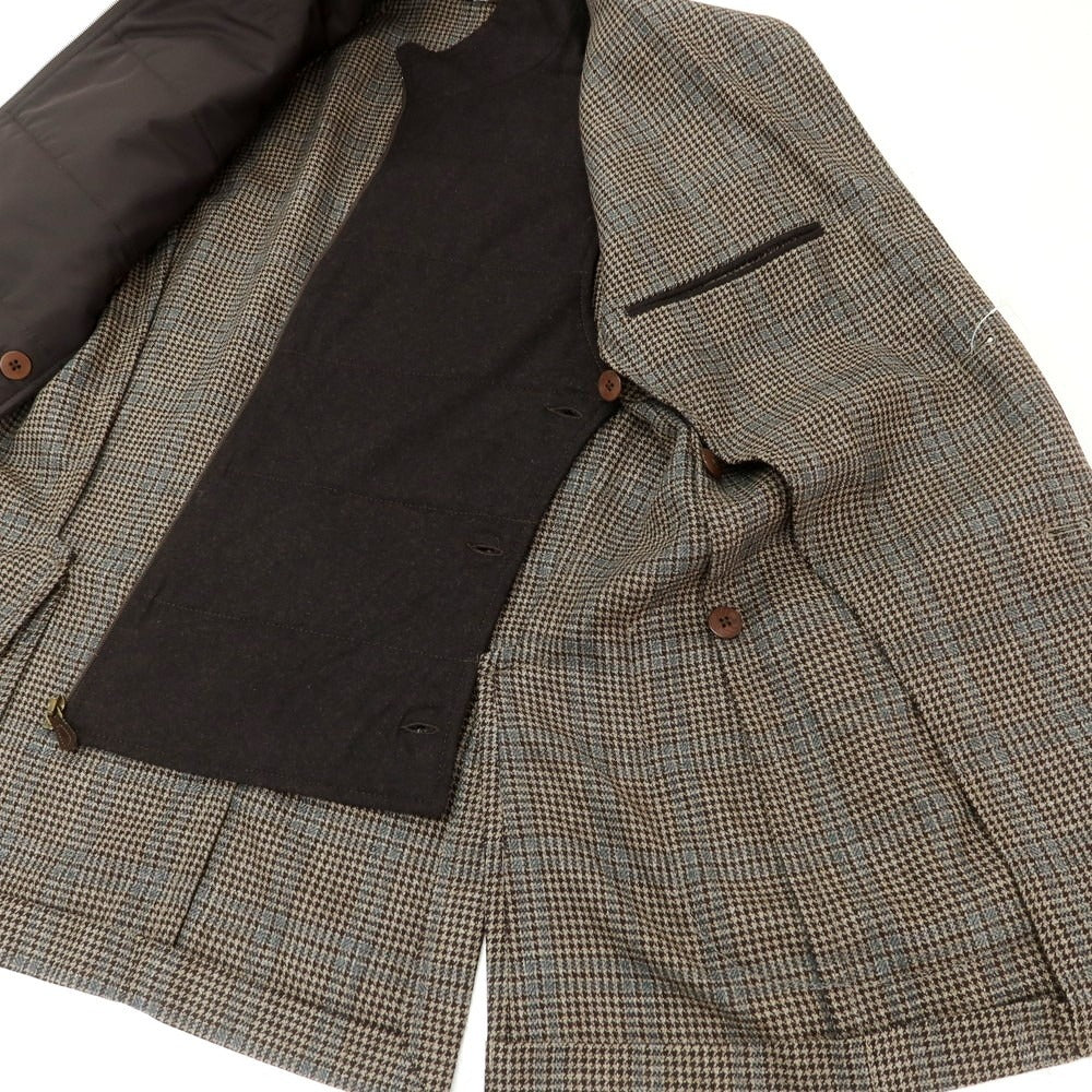 【中古】エルビーエム1911 L.B.M.1911 ウール チェック 2B カジュアルジャケット ブラウンxベージュ【 46 】【 状態ランクC 】【 メンズ 】