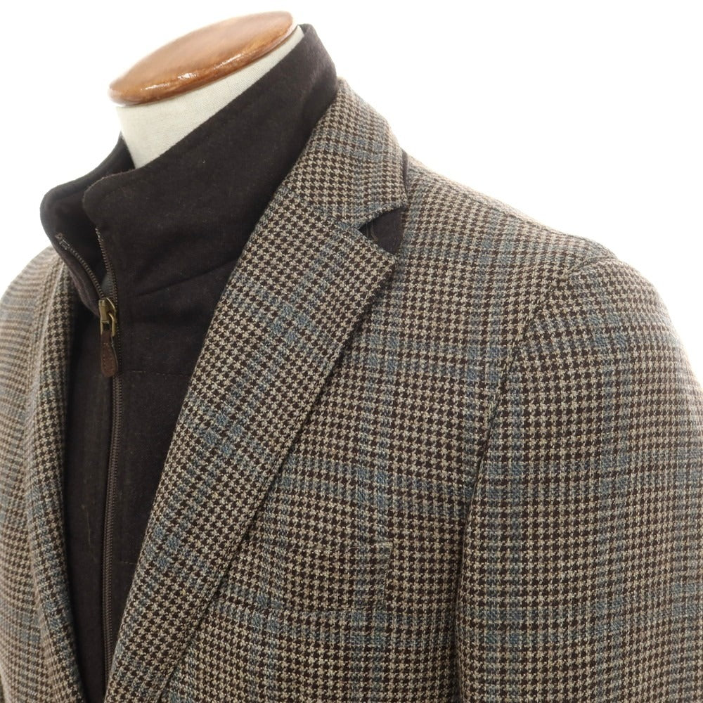 【中古】エルビーエム1911 L.B.M.1911 ウール チェック 2B カジュアルジャケット ブラウンxベージュ【 46 】【 状態ランクC 】【 メンズ 】