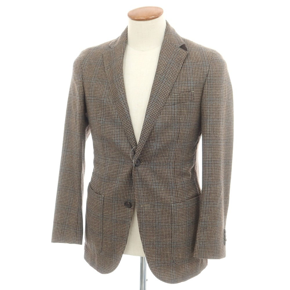 【中古】エルビーエム1911 L.B.M.1911 ウール チェック 2B カジュアルジャケット ブラウンxベージュ【 46 】【 状態ランクC 】【 メンズ 】