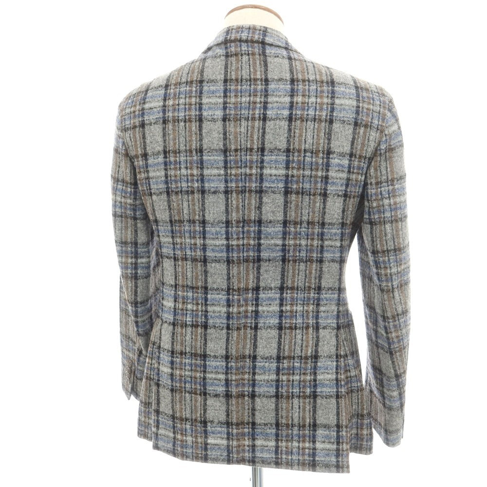 【中古】ロット L8 アルパカウールナイロン チェック 2B カジュアルジャケット グレーxブラック【 46 】【 状態ランクB 】【 メンズ 】