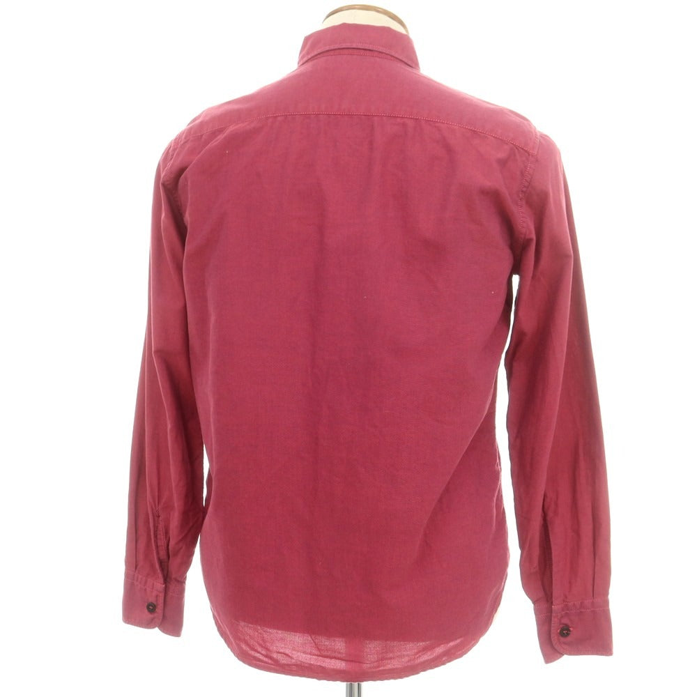 【中古】ストーンアイランド STONE ISLAND コットン 隠しボタンダウン カジュアルシャツ ダークピンクxネイビー【 M 】【 状態ランクC 】【 メンズ 】
