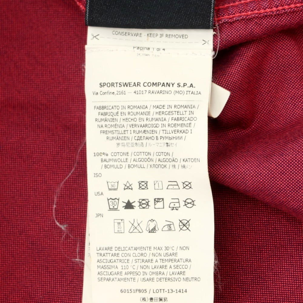 【中古】ストーンアイランド STONE ISLAND コットン 隠しボタンダウン カジュアルシャツ ダークピンクxネイビー【 M 】【 状態ランクC 】【 メンズ 】