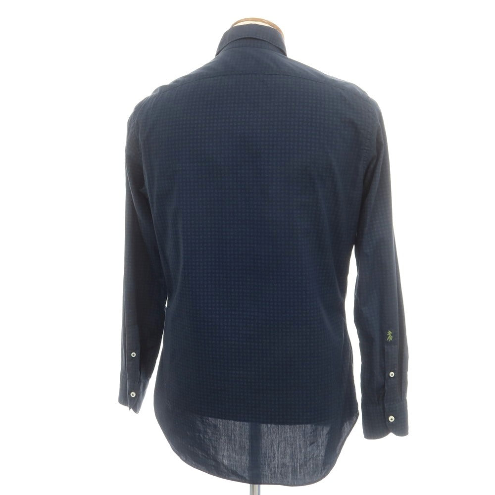 【中古】フラルボ FRALBO コットン ホリゾンタルカラー カジュアルシャツ ネイビーxオリーブ【 39 】【 状態ランクC 】【 メンズ 】
