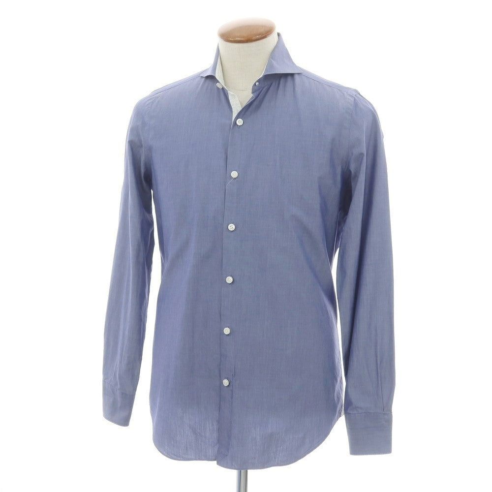 【中古】フラルボ FRALBO コットン ホリゾンタルカラー カジュアルシャツ ブルー【 M 】【 状態ランクC 】【 メンズ 】