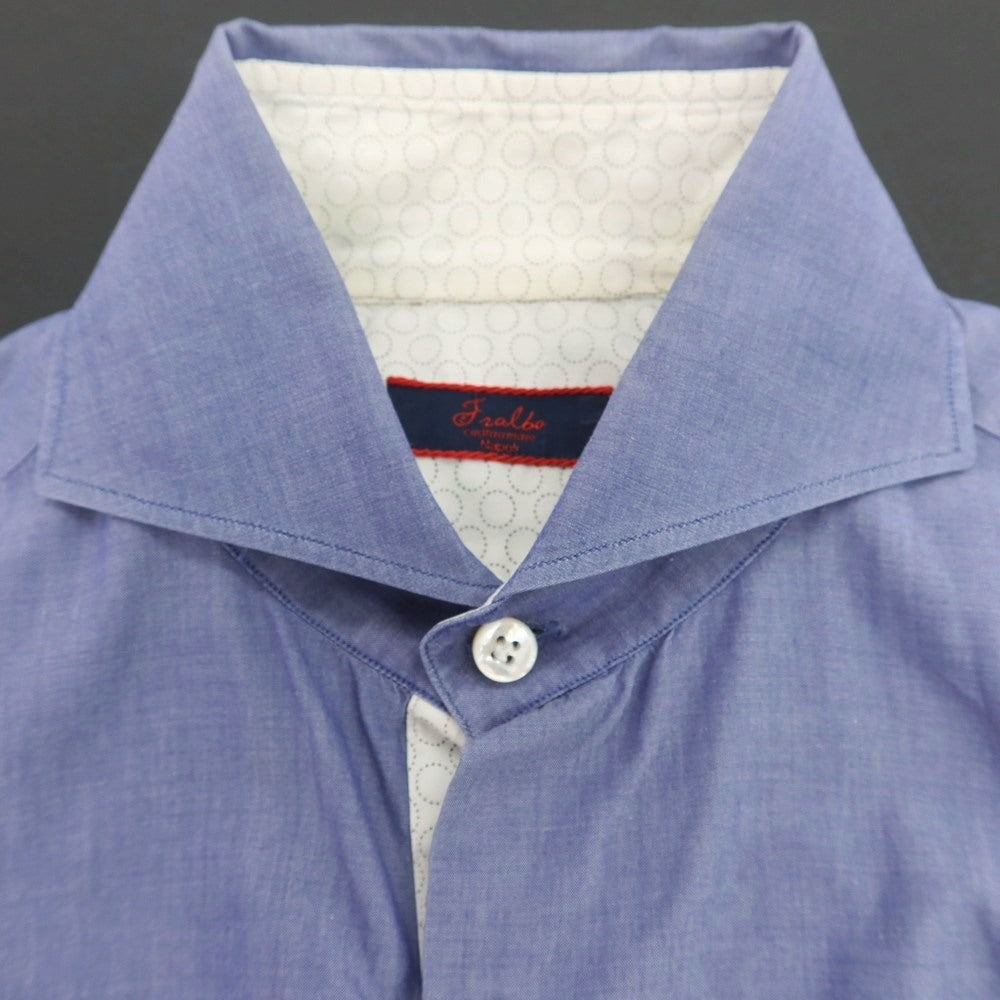 【中古】フラルボ FRALBO コットン ホリゾンタルカラー カジュアルシャツ ブルー【 M 】【 状態ランクC 】【 メンズ 】