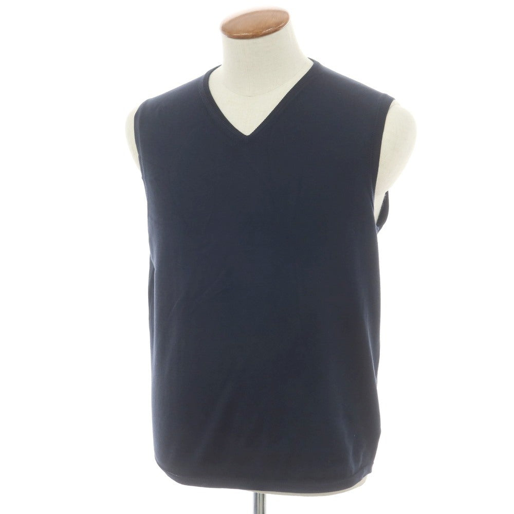 【中古】クルチアーニ CRUCIANI ハイゲージ コットン Vネック ニットベスト ネイビー【 48 】【 状態ランクC 】【 メンズ 】