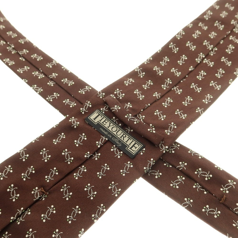 【中古】タイユアタイ TIE YOUR TIE シルク 小紋柄ネクタイ ダークブラウン【 状態ランクB 】【 メンズ 】