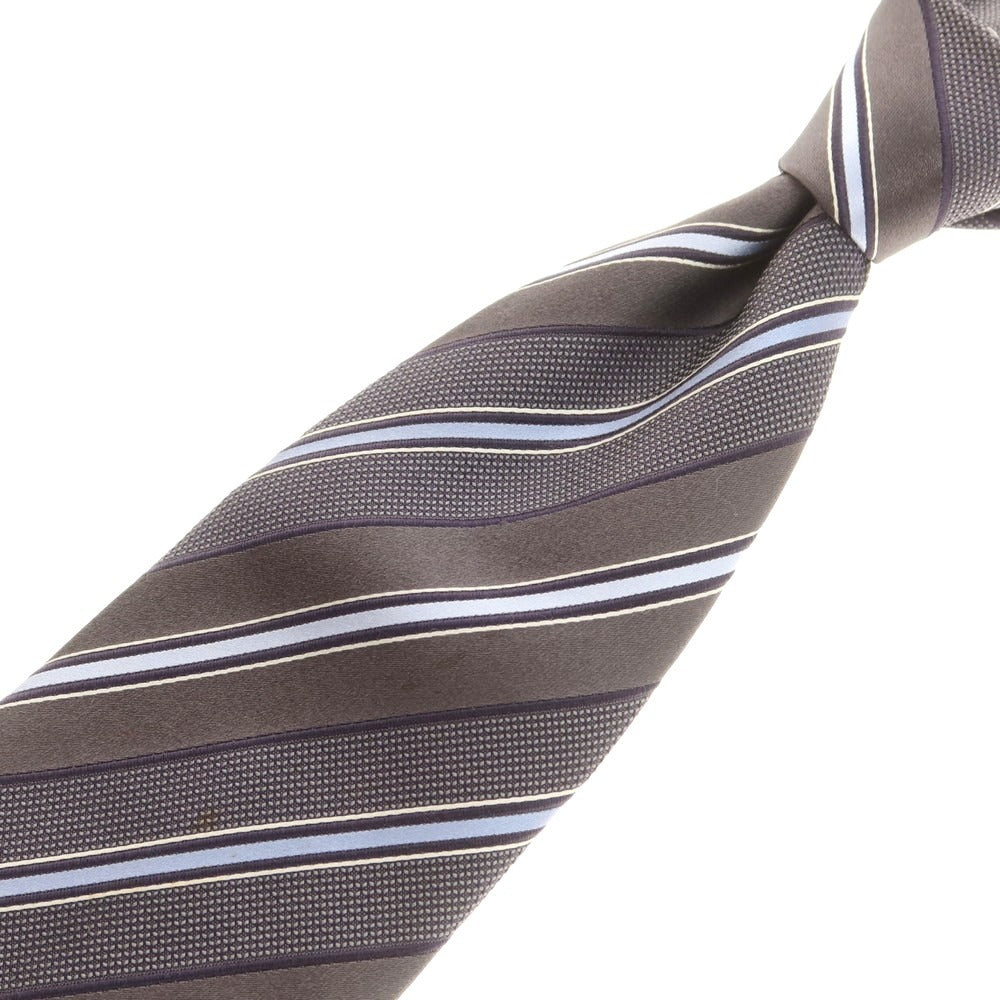 【中古】エルメネジルドゼニア Ermenegildo Zegna シルク ストライプ柄ネクタイ ダークグレーxライトブルー【 状態ランクB 】【 メンズ 】
